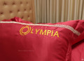 Chăn ga gối khách sạn Olympia  lụa thêu 5 món màu đỏ #14
