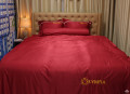 Chăn ga gối khách sạn Olympia  lụa thêu 5 món màu đỏ #1