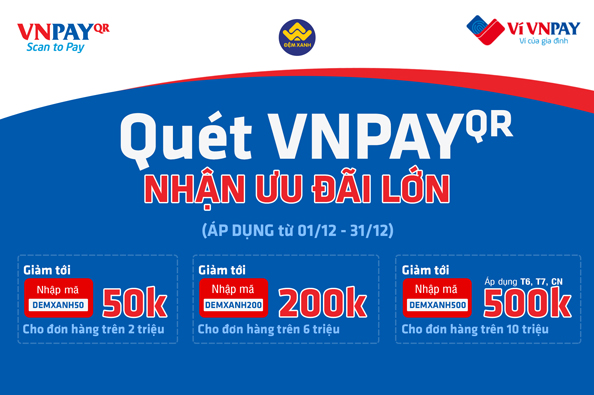 Thanh toán Vnpay giảm tới 500K chỉ có tại Thegioidemonline trong tháng 12 này