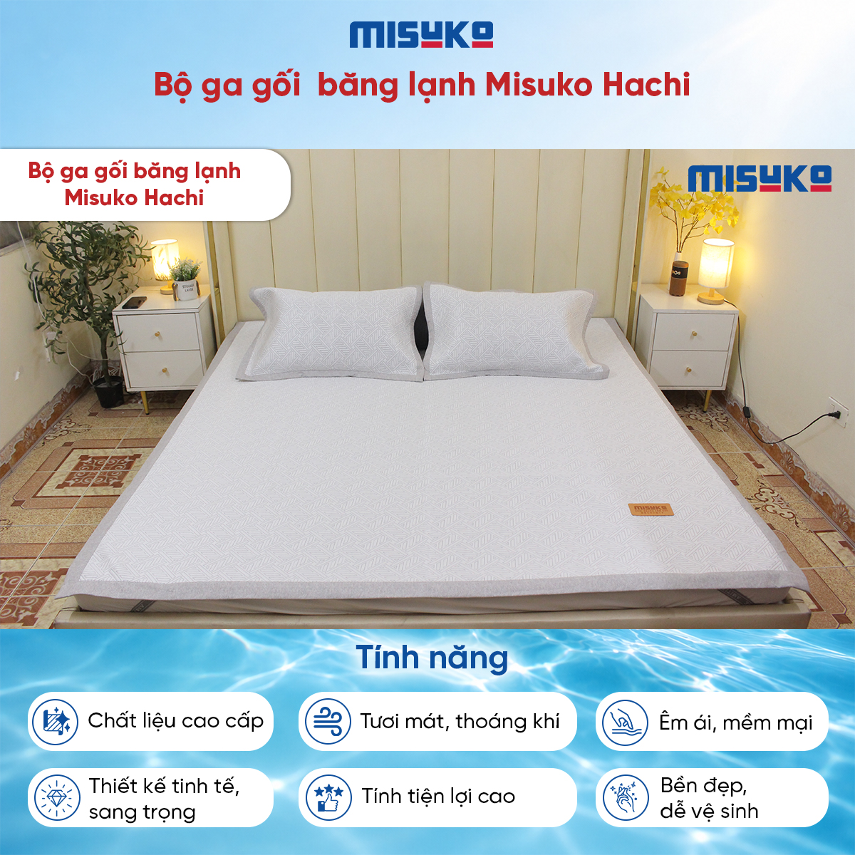 Bộ ga gối băng lạnh Misuko Hachi 1