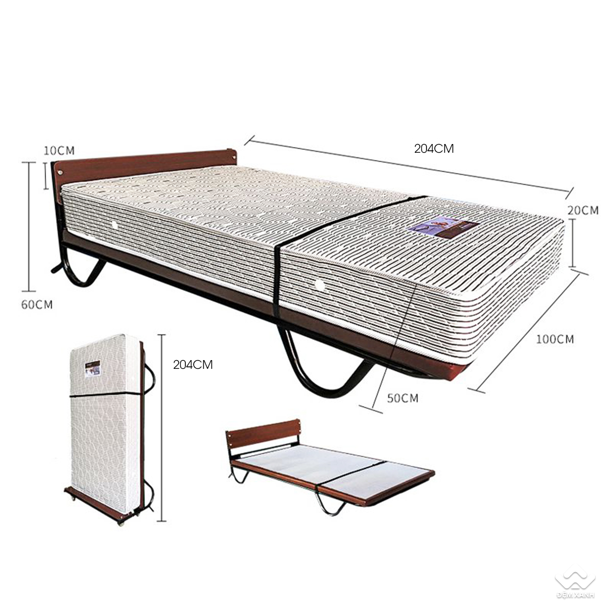 Giường phụ khách sạn Olympia 100x200 cao 60cm khung sắt đệm lò xo đứng 2