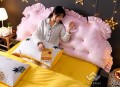 Kê đầu giường khuy màu hồng phấn#2