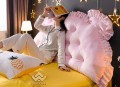 Kê đầu giường khuy màu hồng phấn#1