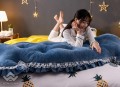 Kê đầu giường khuy màu xanh than#2