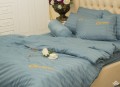 Chăn ga gối khách sạn Olympia cotton lụa 7 món OCL7M07 màu xanh dương#25