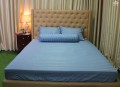 Chăn ga gối khách sạn Olympia cotton lụa 7 món OCL7M07 màu xanh dương#2