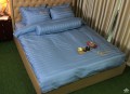 Chăn ga gối khách sạn Olympia cotton lụa 7 món OCL7M07 màu xanh dương#6