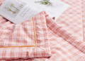 Bộ chăn ga gối cotton Basic (chăn hè) màu kẻ cam hồng#3