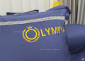 Chăn ga gối khách sạn Olympia  lụa thêu 5 món màu xanh than#3