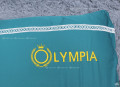 Chăn ga gối khách sạn Olympia  lụa thêu 5 món màu xanh cổ vịt#4