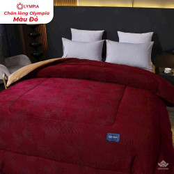 Chăn lông cừu xuất khẩu Olympia vân quạt màu đỏ