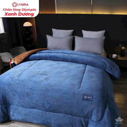 Chăn lông cừu xuất khẩu Olympia vân quạt màu xanh dương