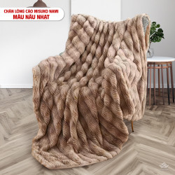 Chăn lông cáo nhân tạo Misuko Nami loang lượn sóng màu nâu nhạt 200x220cm nặng 2,7kg