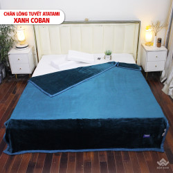 Chăn lông tuyết nhung Misuko Atatami màu xanh coban