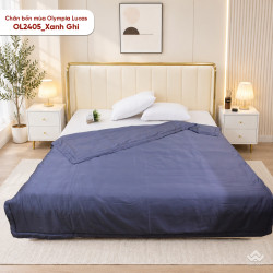 Chăn bốn mùa Olympia Lucas vải Cotton Linen OL2405 màu xanh ghi  