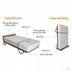 Giường phụ khách sạn Olympia 100x200 cao 60cm khung sắt đệm lò xo đứng