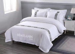 Bộ chăn ga gối khách sạn lụa thêu KSLT10