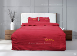 Chăn ga gối khách sạn Olympia cotton lụa 7 món OCL7M01 màu đỏ