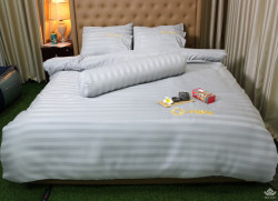 Chăn ga gối khách sạn Olympia cotton lụa 7 món OCL7M05 màu xám nhạt