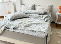 Bộ chăn ga gối cotton 5 món chăn hè ga chun chần mẫu 02