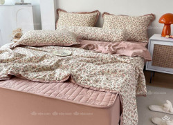 Bộ chăn ga gối cotton 5 món chăn hè ga chun chần mẫu 20