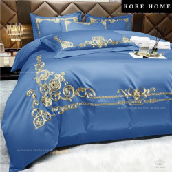 Chăn ga gối lụa 7 món Kore Home KRH01 màu xanh