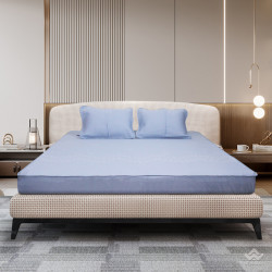 Chiếu băng lạnh cao cấp kèm 2 vỏ gối màu xanh da trời
