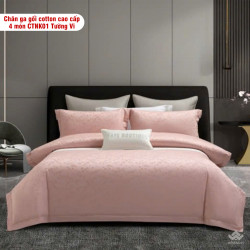 Chăn ga gối cotton cao cấp 4 món CTNK01 Tường Vi