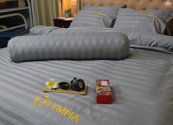 Chăn ga gối khách sạn Olympia cotton lụa 7 món OCL7M02