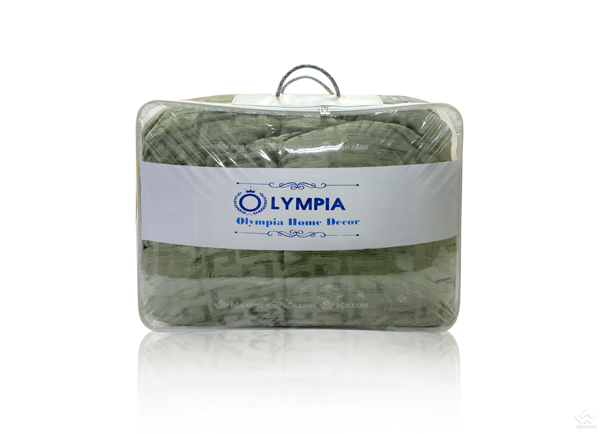 Chăn lông cừu xuất khẩu Olympia chữ vạn xanh cốm