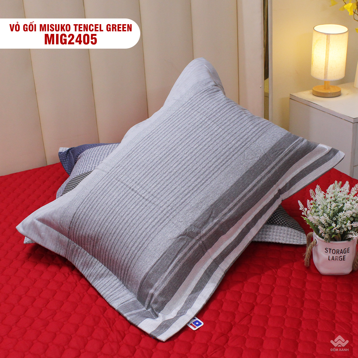 Vỏ gối đầu Tencel Misuko Green MI2405 1