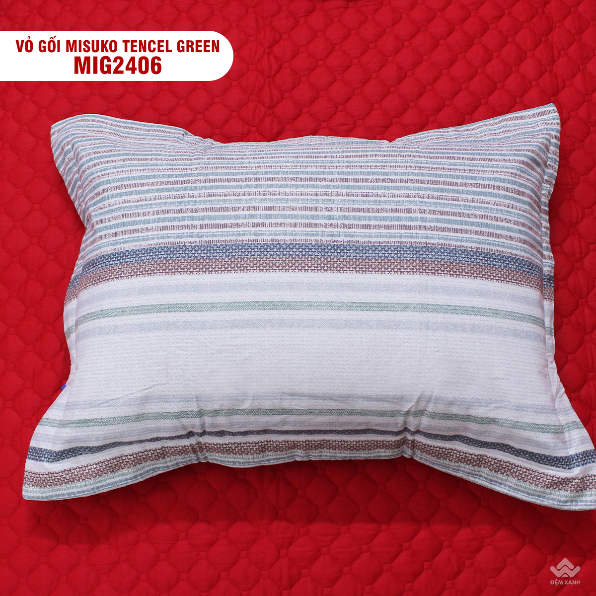 Vỏ gối đầu Tencel Misuko Green MI2406 1