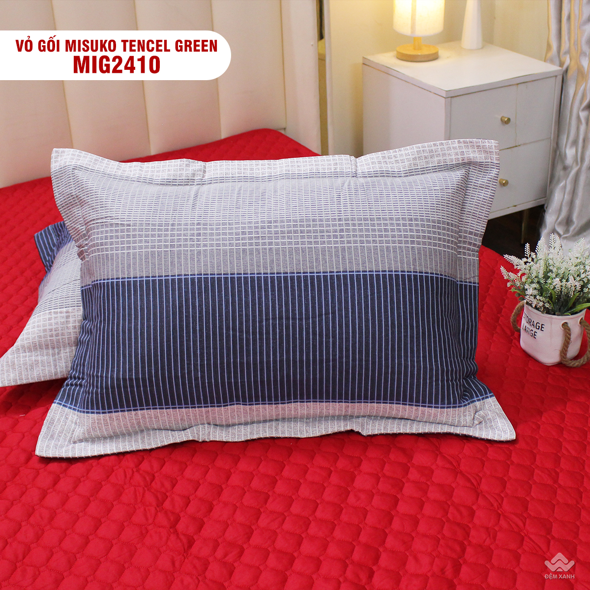 Vỏ gối đầu Tencel Misuko Green MI2410 1