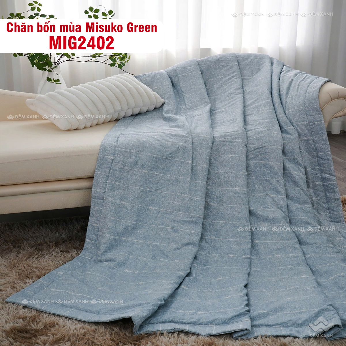 Bộ chăn ga gối Misuko Green MIG2402 1