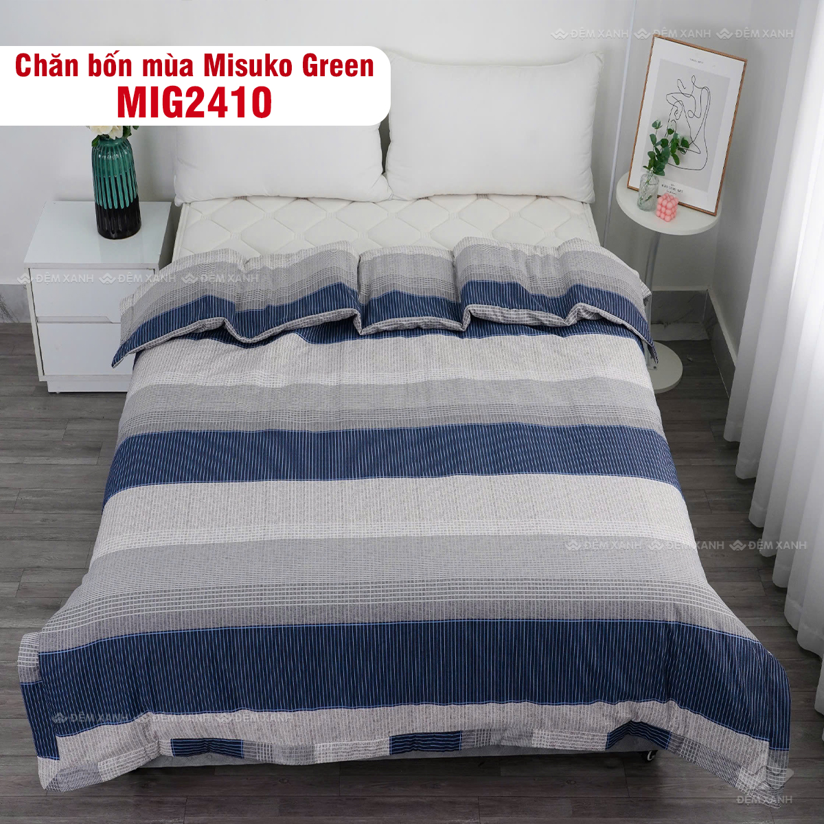 Bộ chăn ga gối Nhật Bản Misuko Tencel Green MIG2410 1