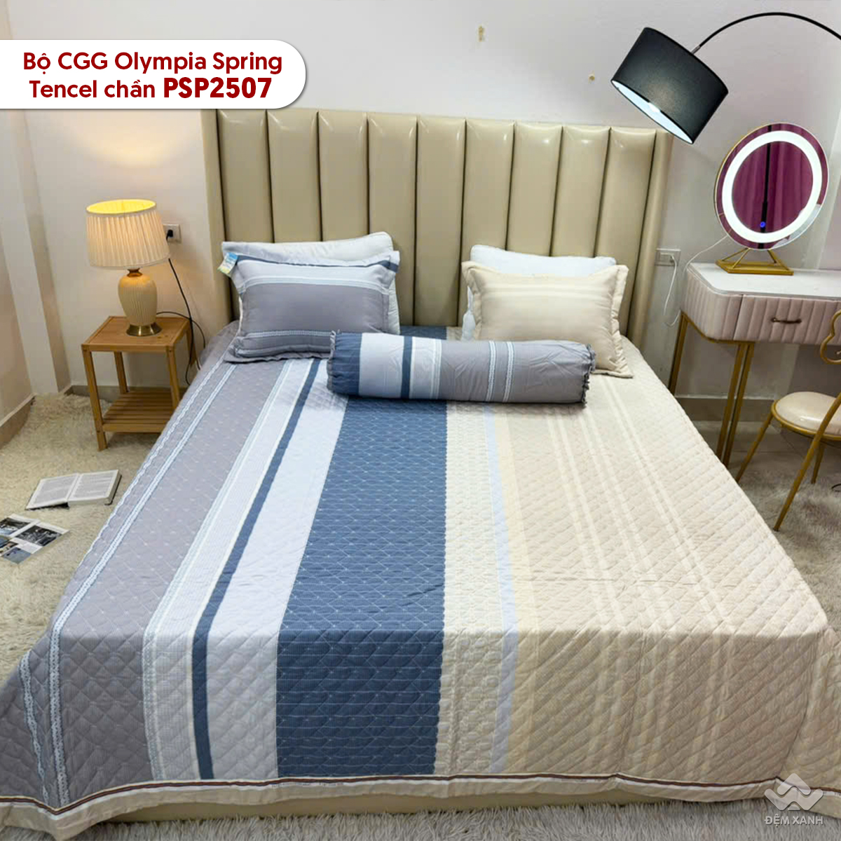 Bộ chăn ga gối Olympia Spring Tencel chần OSP2507 1