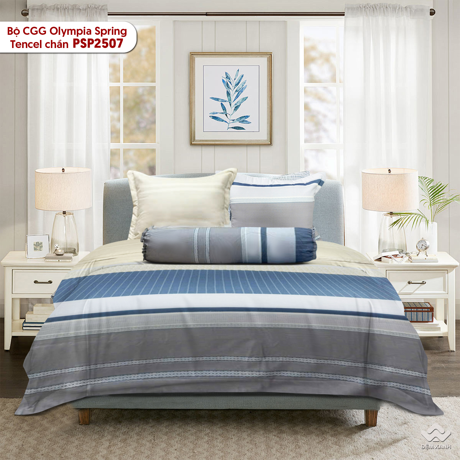 Bộ chăn ga gối Olympia Spring Tencel chần OSP2507 1