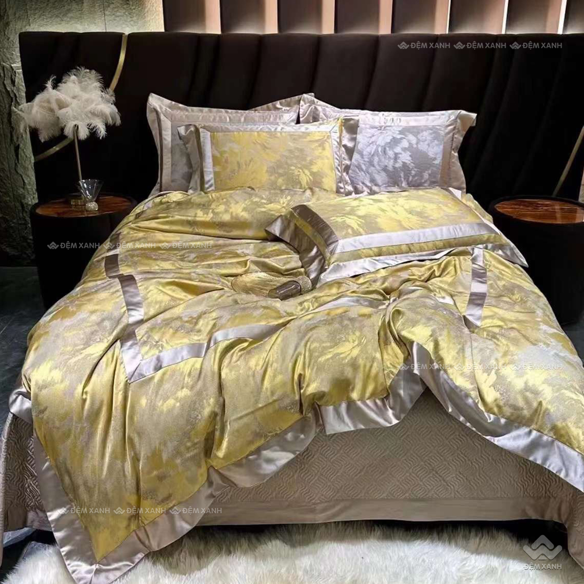Bộ chăn ga gối lụa Luxury cao cấp nhập khẩu 4 món mã 01 1