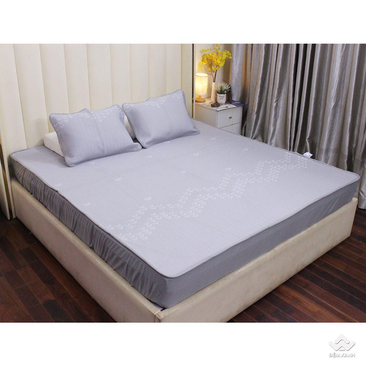 Chiếu băng lạnh cao cấp kèm 2 vỏ gối màu ghi  1